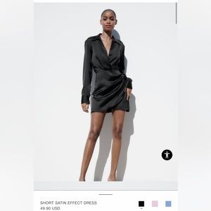 Short Satin Effect Dress in Black